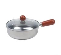 Faitout en acier inoxydable avec poignée en bois de noyer pour une performance fiable sur les cuisinières à induction et à gaz pour les besoins des petites familles (17 cm avec couvercle)
