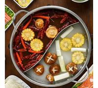 Faitout en acier inoxydable avec séparateur, double saveur, casserole double face, 28 cm