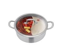 Faitout en acier inoxydable avec séparateur, Dual Shabu Shabu avec couvercle en verre et cuillère, design de cloison de séparation, pour hôtels, restaurants et maisons