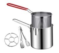 Faitout en acier inoxydable - Friteuse en acier robuste, panier amovible, couvercle inclus, appareil de cuisine polyvalent, restauration en camping-car ou camion de restauration | Outil de cuisine