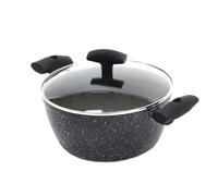 Faitout en Aluminium & Couvercle ""Pierre"" 24cm Noir