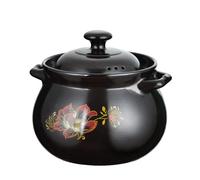 Faitout en céramique avec couvercle - Cocotte ronde pour soupes et ragoûts - Pot en argile durable - Bol polyvalent en faïence pour une cuisine saine à la maison
