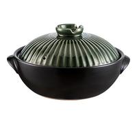 Faitout en céramique résistant à la chaleur avec couvercle et double poignée pour cuisiner, soupe, riz, ragoût, cocotte