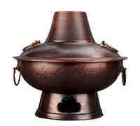 Faitout en cuivre pour pique-nique en plein air, casserole chauffante au charbon de bois Shabu Shabu - Polyvalente pour soupe, ragoût et fondue au fromage et utilisation à la maison