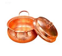 Faitout en cuivre pur martelé avec poignées en laiton gravé à la main pour induction