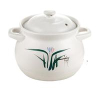 Faitout en faïence en céramique 5 L - Marmite de cuisson durable avec couvercle pour soupe, porridge et cocotte - Parfaite pour la cuisine maison et les repas de famille