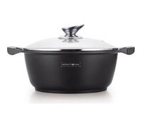 ROYALTY LINE, Casserole en aluminium 30 cm, revêtement en marbre antiadhésif, poignées en silicone, compatible tous feux, idéale pour cuisson saine, couleur marbre