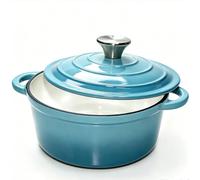 Faitout en fonte de 20 cm avec couvercle, Dutch Oven 2 l, cocotte à pain émaillée pour la cuisson du pain, cocotte à induction et au four, cocotte ronde en émail pour tous les types de plaques de