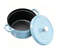 Faitout en fonte émaillée 24 cm/4 L, cocotte résistante aux hautes températures avec couvercle pour braiser, ragoûts, rôtis et pâtisseries