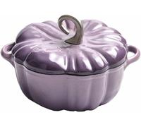 Faitout En Fonte Émaillée Citrouille Violette Multi-Capacité (1,5 L-3,8 L) - Antiadhésif, Passe Au Four Jusqu'à 500 °F, Compatible Avec Les Cuisinières (cadeau D'Halloween/Thanksgiving)