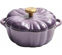 Faitout En Fonte Émaillée Citrouille Violette Multi-Capacité (1,5 L-3,8 L) - Antiadhésif, Passe Au Four Jusqu'à 500 °F, Compatible Avec Les Cuisinières (cadeau D'Halloween/Thanksgiving)