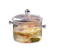 Faitout en verre avec couvercle 1 l/1,3 l Fait-main Ustensile de cuisine en verre peut être utilisé pour cuire des nouilles, soupe, lait, nourriture pour bébé, etc