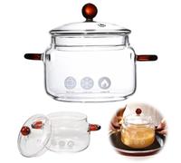 Faitout en verre avec couvercle, 15 cm de diamètre, 1,5 l, résistant à la chaleur, en verre borosilicate résistant à la chaleur, passe au four pour plaque à induction, micro-ondes et réfrigérateur