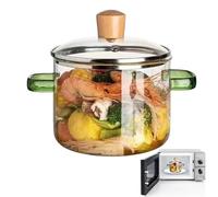 Faitout en verre transparent avec couvercle 1600 ml, durable, résistant à la chaleur, chauffage rapide, parfait pour soupe, sauce, pâtes, thé, cuisine, usage domestique ou professionnel