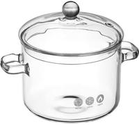 Faitout en verre transparent résistant à la chaleur fait tout avec couvercle pour pâtes, nouilles, soupe, casserole