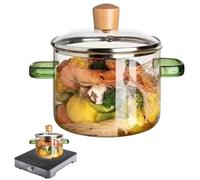 Faitout en verre transparent résistant à la chaleur pour cuisson sur table | Idéal pour préparer des sauces, des soupes, des pâtes et du thé avec une répartition homogène de la chaleur