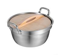 Faitout ergonomique avec deux poignées et couvercle en bois élégant conçu pour la cuisson des soupes, pâtes, ragoûts et sauces sur les cuisinières à induction (1)