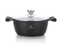 Faitout - HERENTHAL - Effet pierre - 28 cm - Antiadhésif - Couvercle en verre - Aluminium durable - Noir