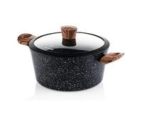 Westinghouse Casserole en bois de marbre noir Ø 24 cm, anti-adhésive, sans PFOA, avec couvercle, passe au lave-vaisselle