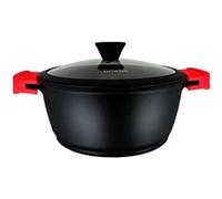 briebe Black Titanium Casserole de cuisine à induction antiadhésive en titane, 16 cm, fonte d'aluminium, revêtement sans PFOA, couvercle en verre, poignées en silicone amovibles, vitrocéramique, gaz,