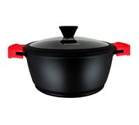 Faitout Induction Antiadhésif Titane 24cm, Fonte d'Aluminium sans PFOA Couvercle Noir Black Titanium