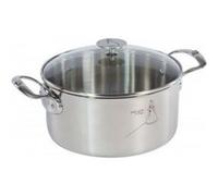De Buyer – Faitout inox Milady 28 cm (3427.28) – Inox 18/10, fond sandwich, couvercle verre, 8 L