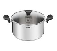 Tefal Faitout 24 cm (5 L) + couvercle verre, Induction, Acier inoxydable haute qualité, Garantie 10 ans, Livre recette, Primary E3084604