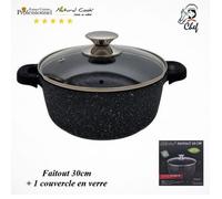 Faitout - KLAUS - 30cm - Effet pierre antiadhésif - 2 maniques amovibles - Sans PFOA