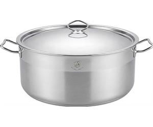 Faitout Marmite en Acier Inoxydable avec Couvercle en Métal - 10.6L ∅30cm H 15cm - Compatible Induction et Tous Feux - Passe au Lave-Vaisselle