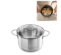 Faitout multifonction cuiseur vapeur et cuit pâtes avec panier passoire rotatif en inox et couvercle en verre 24 cm 6,7 L Mathon