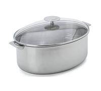 Faitout ovale 30 cm inox Mutine induction amovible avec grille & couvercle en ve