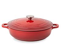 Faitout peu profond en aluminium anti-adhésif avec couvercle - Passe au four - 3,9 L - 28 cm - Rouge - par Nuovva