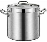 Faitout pour ragoût avec couvercle, grande casserole pour ragoût en acier inoxydable 304 de qualité alimentaire, composé à 3 couches, pour ESTAF (argenté, 25 cm x 25 cm)