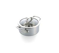GreenPan Premier 5PLY Casserole Inox 16 cm/1,5 L avec Couvercle Verre, Sans Revêtement, Compatible Induction, Multicouche, Passe au Four 220 °C, Lave-Vaisselle, Argent