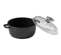 Pradel Excellence - PCUI001011 - Faitout Fonte d'Aluminium Premium Ø24cm, Couvercle Verre - Revêtement Anti-Adhésif Façon Pierre - Poignée Amovible - Tout Feu, Noir
