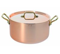 Faitout rond avec couvercle en cuivre-inox avec montures laiton Ø16 cm