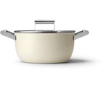 Faitout SMEG 24cm céramique crème avec couvercle