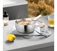Faitout Snow Plat en acier inoxydable pour plaques à induction, parfait pour cuire à la vapeur et faire bouillir (18 cm sans couvercle)