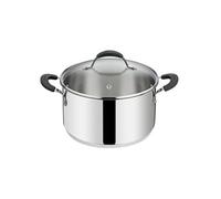 Lagostina Tempra Acier Casserole Fonda et Couvercle, Casserole Ø 26 cm en acier inoxydable 18/10 + Couvercle en verre, avec fond Lagotherm et poignées en silicone