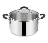 Lagostina Tempra Acier Casserole Fonda et Couvercle, Casserole Ø 18 cm en acier inoxydable 18/10 + Couvercle en verre, avec fond Lagotherm et poignées en silicone