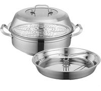 Faitout vapeur 3 couches en acier inoxydable - Convient pour cuisinière à induction commerciale et usage domestique (5 à 10 personnes)