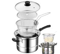 Faitout vapeur - Casserole vapeur en acier inoxydable avec couvercle, ustensile de cuisine multifonction, poêle à frire à l'huile, marmite à soupe durable | Pots à vapeur polyvalents pour nouilles et