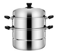 Faitout vapeur en acier inoxydable avec couvercle 28 cm - Idéal pour cuire la soupe et cuire à la vapeur des aliments sur des cuisinières à gaz ou électriques