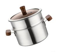 Faitout vapeur en acier inoxydable avec panier en maille et poignées ergonomiques en bois pour une manipulation sûre pendant les tâches de cuisson (B)