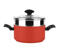 Faitout Vapeur Induction 20 Cm, Panier Vapeur En Acier Inox., Couvercle En Verre Rouge Fagor Maxima
