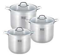 Faitouts - ROYAL SWISS - Lot de 3 - Inox - 16L, 19L, 22.5L - Compatible tous feux