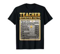 Faits nutritifs des Enseignants Humour Passion Créativité Inclusion T-Shirt