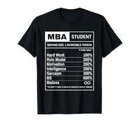 Faits nutritionnels des étudiants MBA, maîtrise de l'école de Commerce T-Shirt