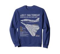 Faits sur Le Plan de l'avion F-14 Tomcat F14. Sweatshirt, Unisexe pour Adultes, Bleu Marine, S