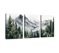 FajerminArt 3 Pcs Vertes Vues Tableau Décoration Murale Salon, Abstrait Montagne Forêt Paysages Encre Impression sur Toile Image sur Toile Peintures sur Toile Décoration Murale pour Chambre 40x60cmx3